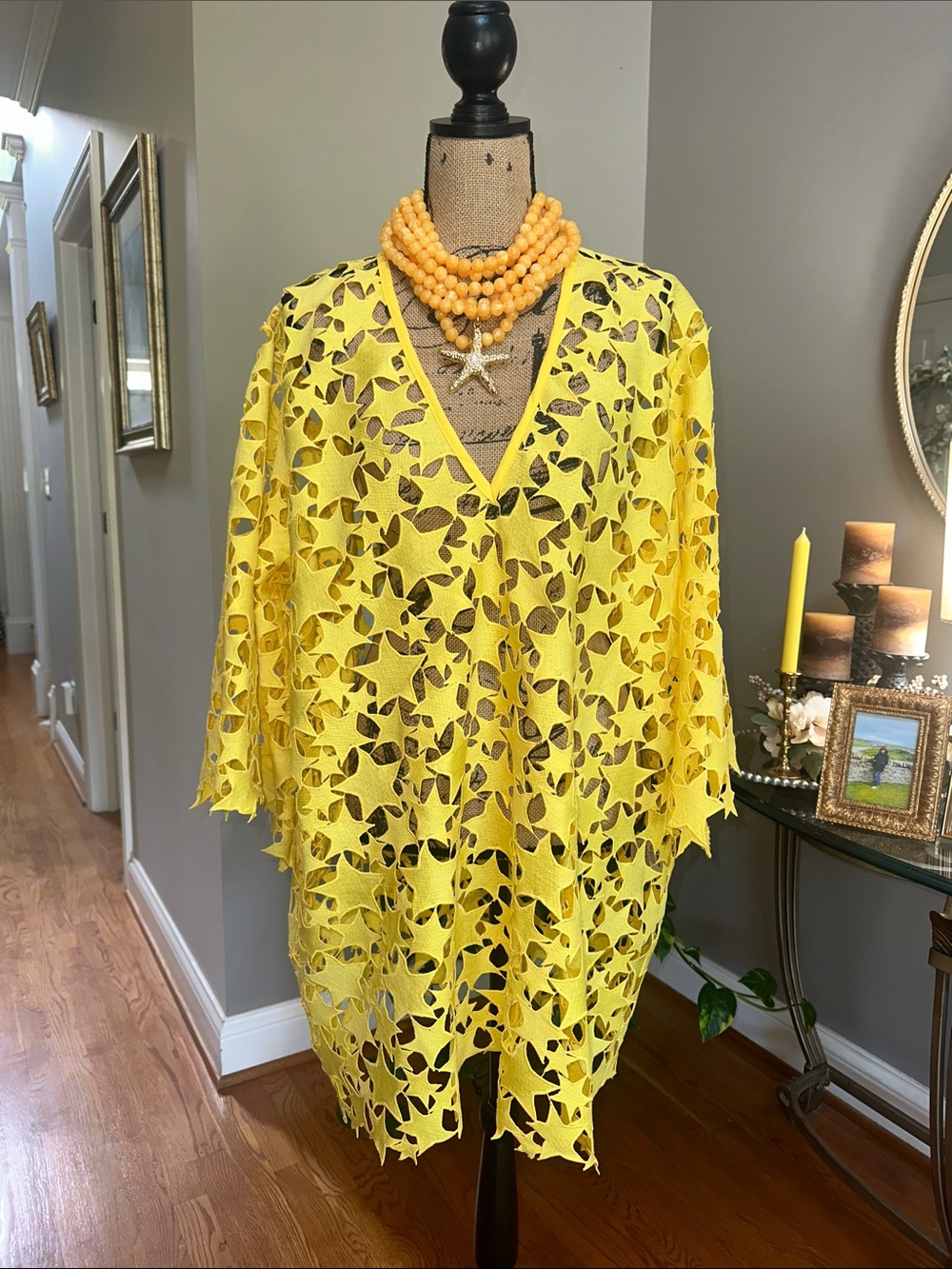 Maeve by Anthropologie Bright Yellow Star Cutout V-Neck Swim Coverup NWOT ⭐️⭐️